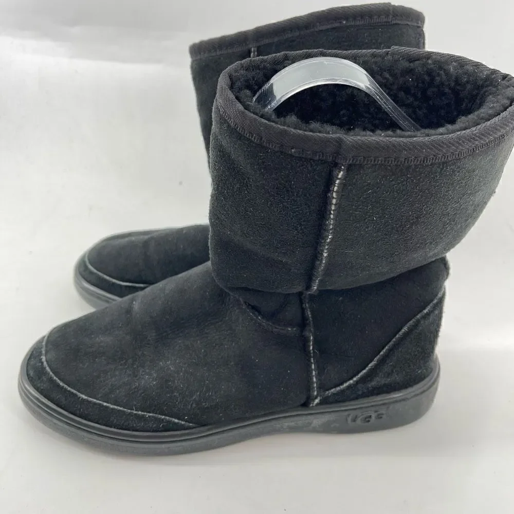 UGG Australia Womens Boots Suede Sheepskin Lined Mid Calf Leather Black M8-L9